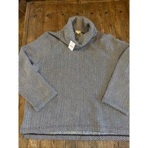J. Crew Plus Herringbone Funnel Neck Pullover Black White Women's Size 2X NWT